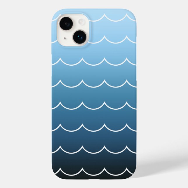 Modern Wave Pattern Calming Blue Gradient Case-Mate iPhone Case (Back)