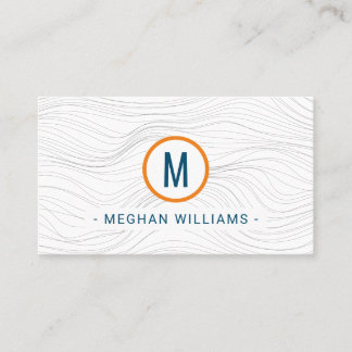 Modern wave pattern indigo blue wavy business card