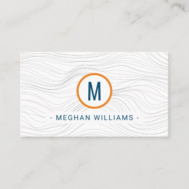 Modern wave pattern indigo blue wavy business card (Front)