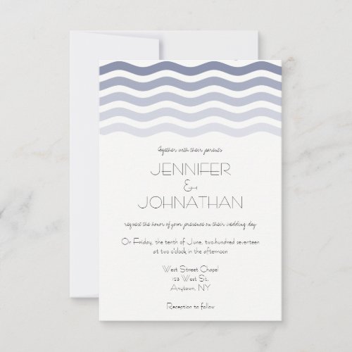 Modern waves beach wedding nvitations invitation
