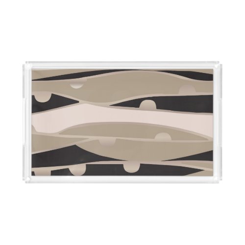 Modern Waves Black And White Acrylic Tray