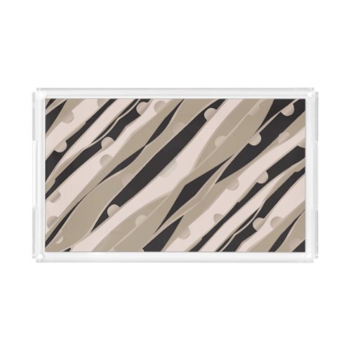 Modern Waves Black And White Acrylic Tray