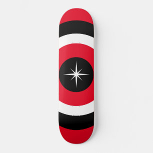 Modern waves in black, red and white skateboard