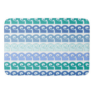 Modern Waves Pattern in Shades of Blue Bath Mat