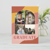 Modern Waves | Simple Arched Graduation 4 Photo  Announcement (Standing Front)