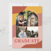 Modern Waves | Simple Arched Graduation 4 Photo  Announcement (Front)