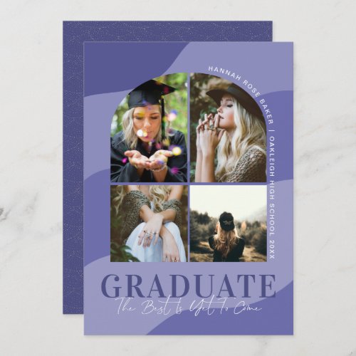 Modern Waves  Simple Arched Graduation 4 Photo  Announcement