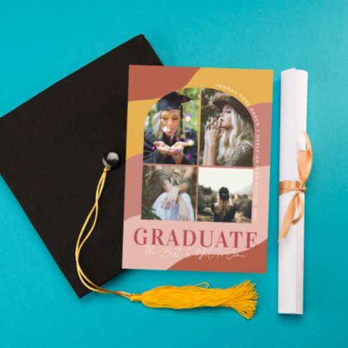 Modern Waves  Simple Arched Graduation 4 Photo  Announcement