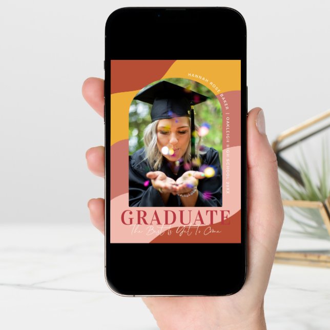 Modern Waves | Simple Arched Graduation Photo Announcement (Front Digital)