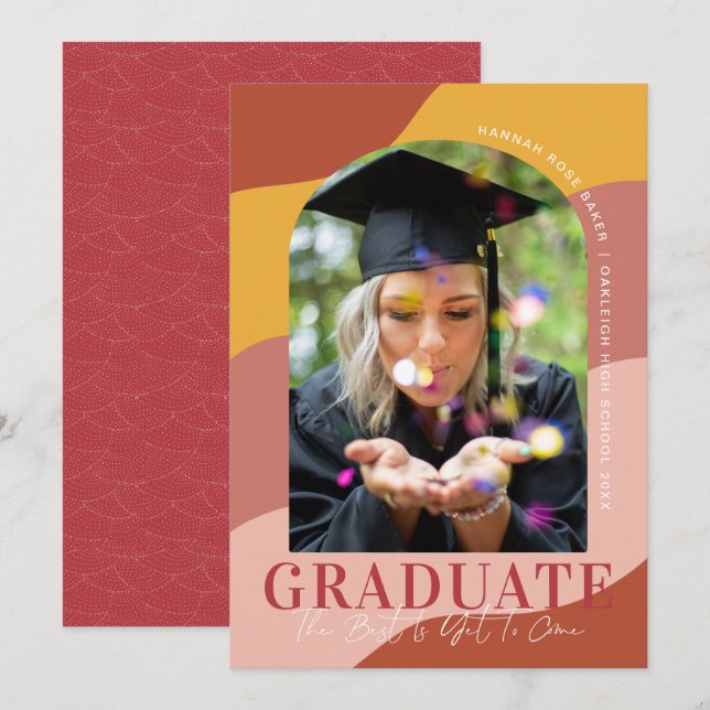 Modern Waves | Simple Arched Graduation Photo Announcement (Front/Back)