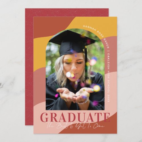 Modern Waves  Simple Arched Graduation Photo Announcement