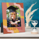 Modern Waves | Simple Arched Graduation Photo Plaq Plaque<br><div class="desc">Simple arch frame photo graduation memory plaque. You can customize it with the graduate's name, school name, or date. Trendy retro wave background in shades of gold, orange and terracotta. All colors are editable to change to your school or party theme colors. Hand lettered text overlay "The Best Is Yet...</div>
