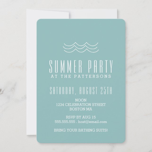 Modern Waves Summer Pool Party Invitation (Front)