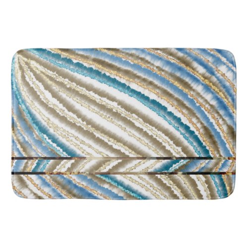 Modern Wavy Beach Stripes Bath Mat
