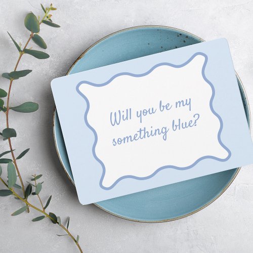 Modern Wavy Border Something Blue Crew Proposal  Note Card