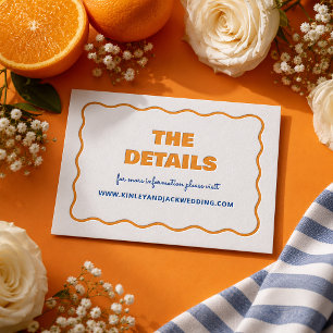 Modern Wavy Border Wedding Details Letterpress Enclosure Card