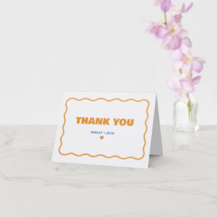 Modern Wavy Border Wedding Letterpress Thank You Card
