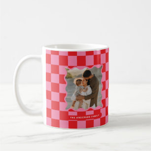 Modern wavy edge check minimal photo Christmas Coffee Mug