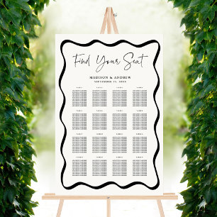 Modern Wavy Frame Cream 20 Table Seating Chart Foam Board
