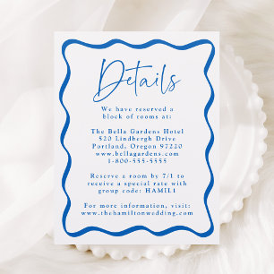 Modern Wavy Frame Wedding Details Letterpress Enclosure Card