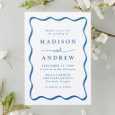 Modern Wavy Frame Wedding Letterpress Invitation