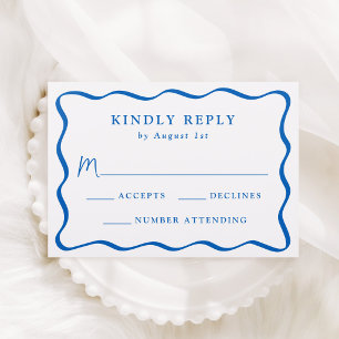 Modern Wavy Frame Wedding Letterpress RSVP Cards