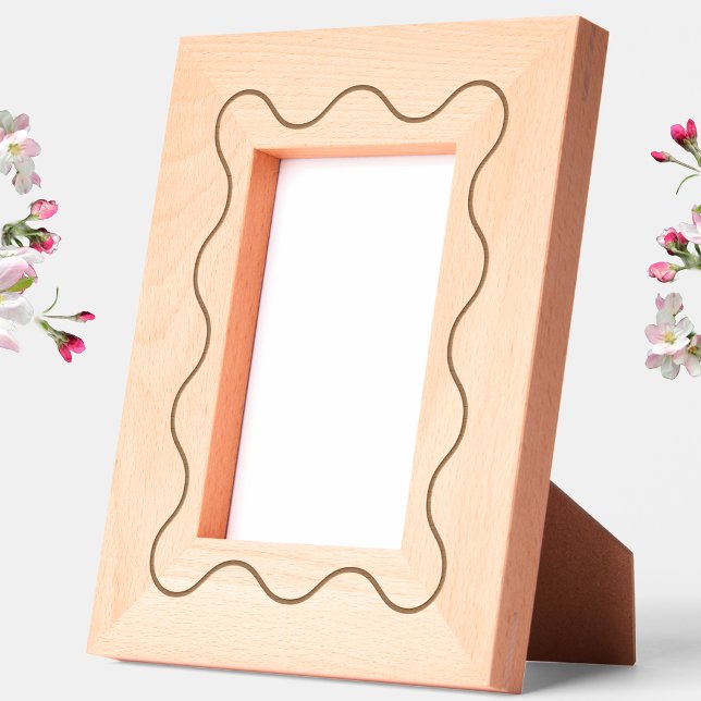 Modern Wavy Geometric Engraved Frames (Simple modern wavy pattern etched wooden photo frame)