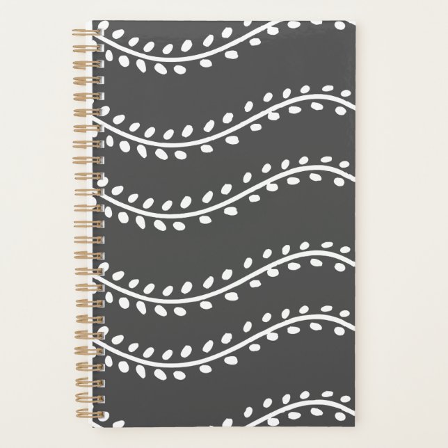 Modern Wavy Leaf Pattern Planner (Front)