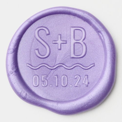 Modern Wavy Line Letters and Date Wax Seal Sticker