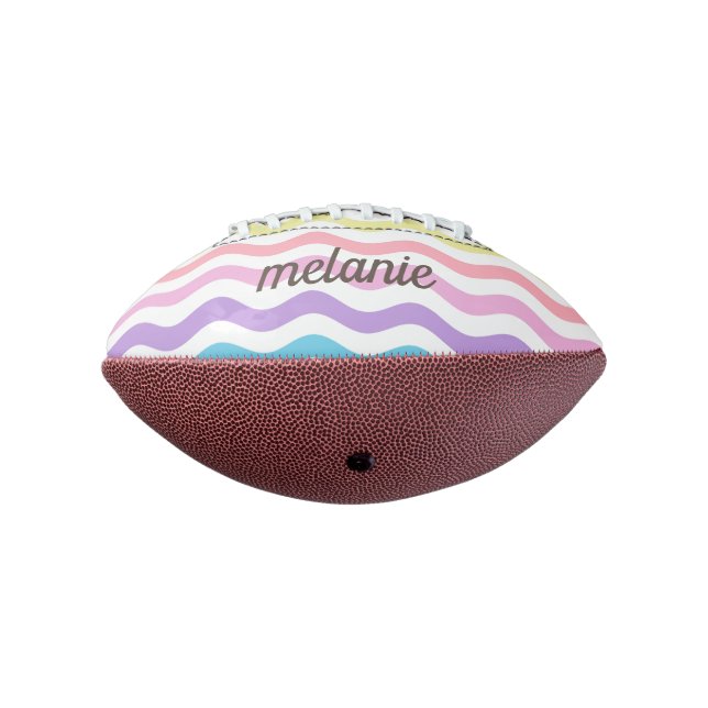 Modern Wavy Lines | Pastel Waves Personalized Mini Football (Rotated 270)