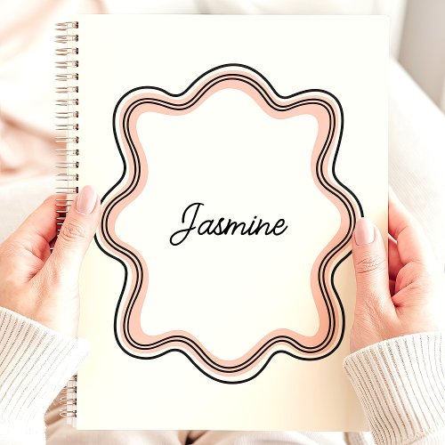 Modern Wavy Scalloped Frame Custom Name Planner