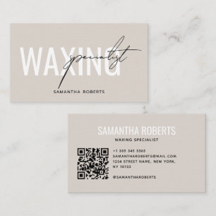 Modern waxing specialist QR Code gray black Business Card