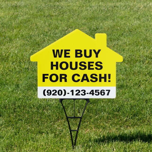 Modern We buy Houses for Cash Real Estate Broker Sign (Insitu)