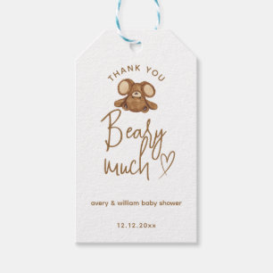 Modern We Can Bearly Wait Baby Shower Gift Tags