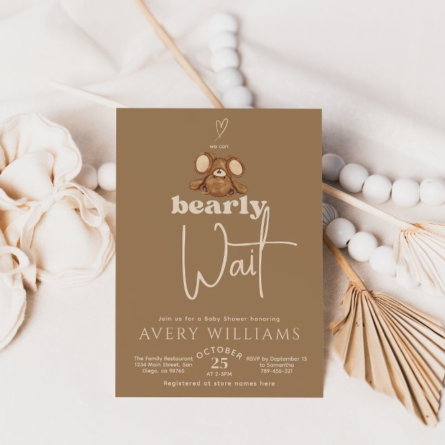 Modern We Can Bearly Wait Baby Shower  Invitation (Creator Uploaded)