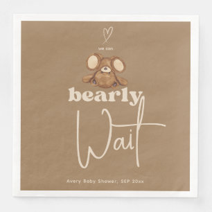 Modern We Can Bearly Wait Baby Shower  Paper Dinner Napkins