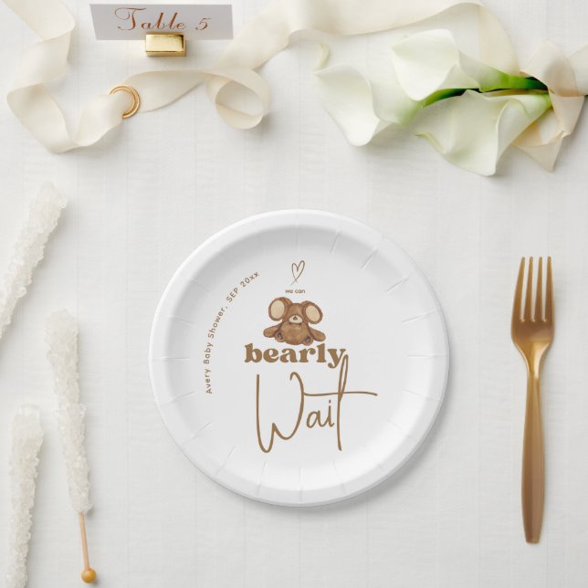 Modern We Can Bearly Wait Baby Shower  Paper Plates (Wedding)