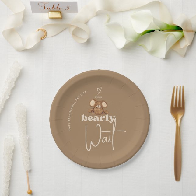 Modern We Can Bearly Wait Baby Shower  Paper Plates (Wedding)