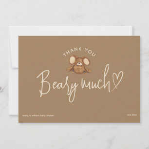 Modern We Can Bearly Wait Baby Shower Thank You Card