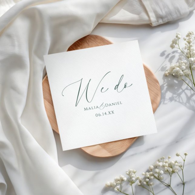 Modern We Do Couples Names Script Wedding Napkins (Creator Uploaded)