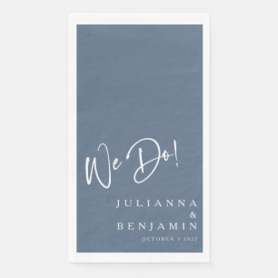 Modern We Do Elegant Custom Slate Blue Wedding Paper Guest Towels