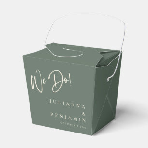 Modern We Do Elegant Custom Wedding Dark Sage  Favor Boxes
