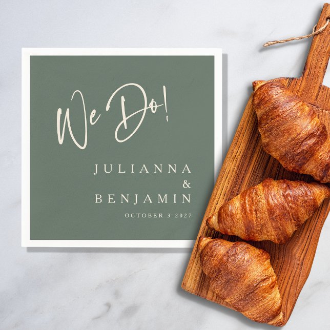 Modern We Do Elegant Custom Wedding Dark Sage  Napkins (Creator Uploaded)