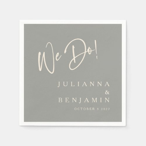 Modern We Do Elegant Custom Wedding Gray Napkins