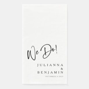 Modern We Do Elegant Custom Wedding White Paper Guest Towels