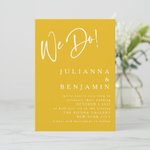 Modern We Do Elegant Saffron Yellow Wedding Invitation