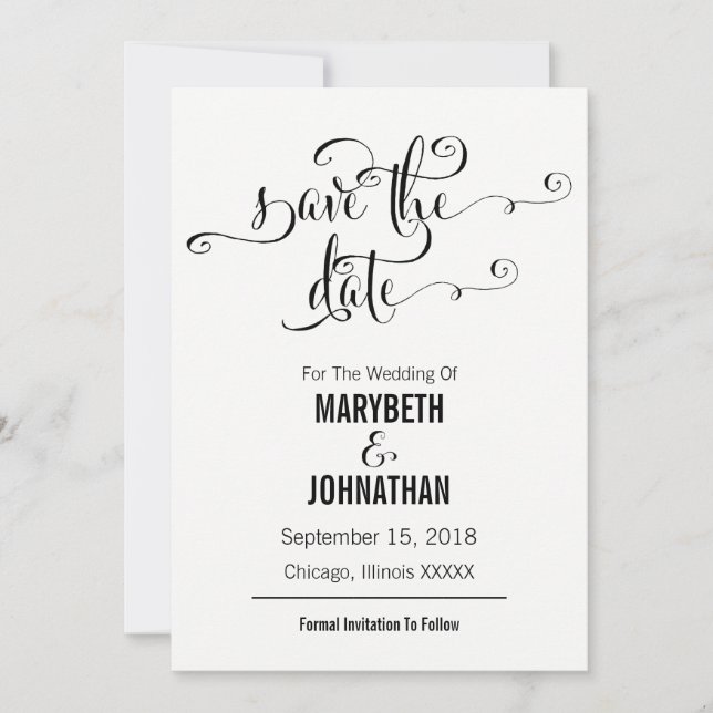 Modern We Do Script Save The Date Card (Front)