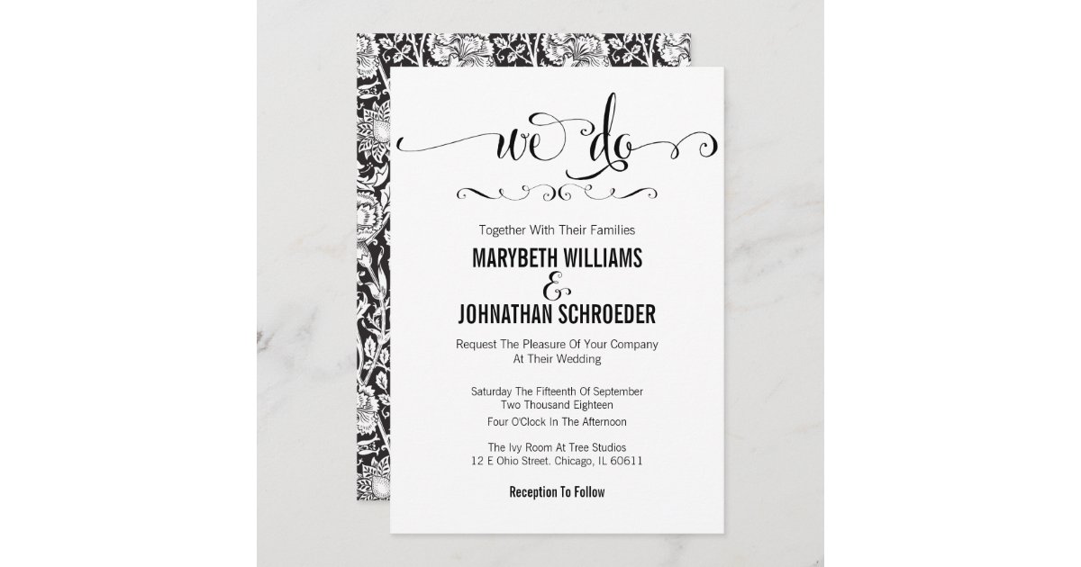 Modern We Do Script Wedding Invitation Card | Zazzle