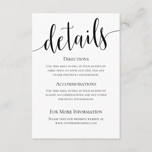 Modern We Do Wedding Details Card