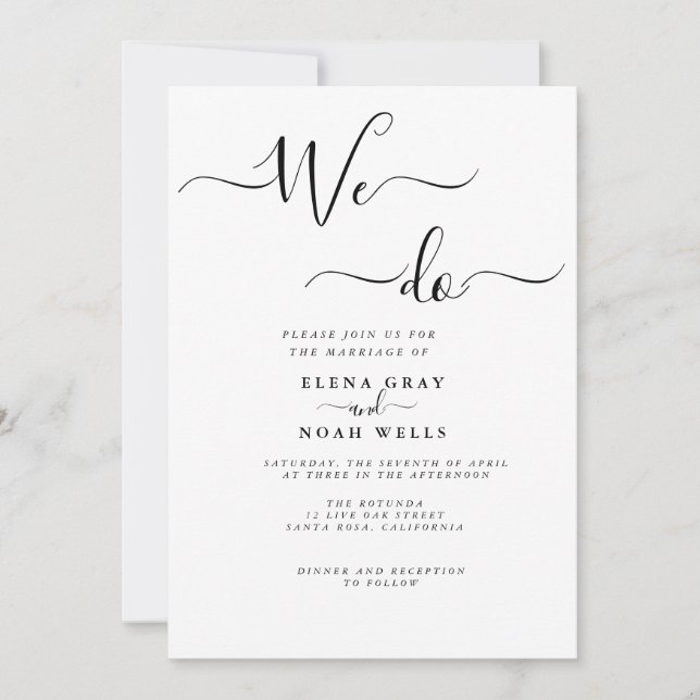 Modern We Do Wedding Invitation (Front)